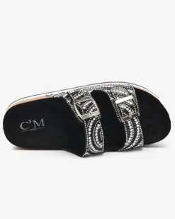 Sale Klapki damskie z cyrkoniami w kolorze m Laluda Klapki Płaskie