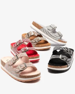 Sale Klapki damskie z cyrkoniami w kolorze m Laluda Klapki Płaskie