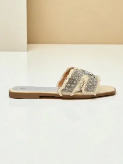 Online Klapki damskie z cyrkoniami CrystalEase Klapki Płaskie