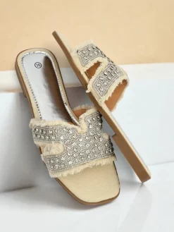 Online Klapki damskie z cyrkoniami CrystalEase Klapki Płaskie