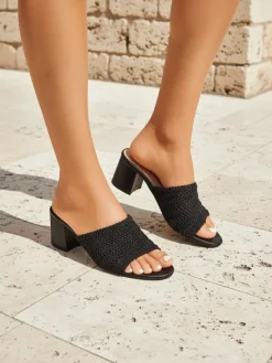 Klapki damskie na obcasie typu słupek Sole Bloom Klapki Płaskie