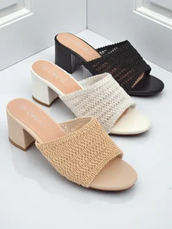 Klapki damskie na obcasie typu słupek Sole Bloom Klapki Płaskie