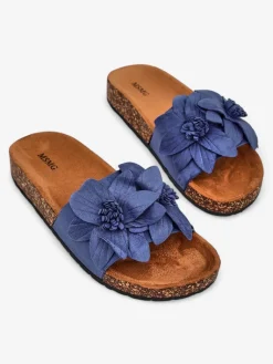 Outlet Klapki damskie z kwiatuszkami Foules Klapki Płaskie