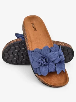Outlet Klapki damskie z kwiatuszkami Foules Klapki Płaskie
