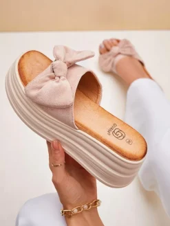 New Klapki damskie na platformie Givan Klapki Na Obcasie