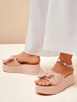 New Klapki damskie na platformie Givan Klapki Na Obcasie