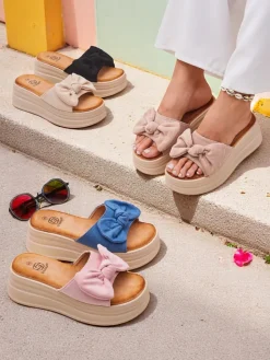 New Klapki damskie na platformie Givan Klapki Na Obcasie