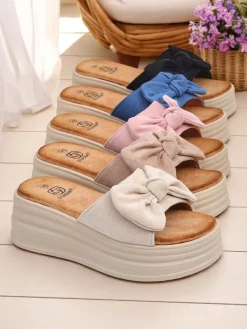 New Klapki damskie na platformie Givan Klapki Na Obcasie