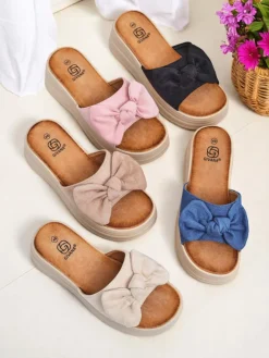 New Klapki damskie na platformie Givan Klapki Na Obcasie