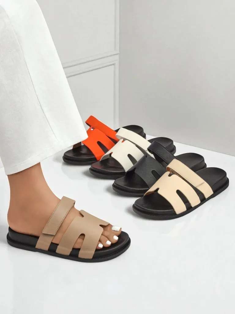 Clearance Klapki damskie z eko skóry ReppiFlex Klapki Płaskie