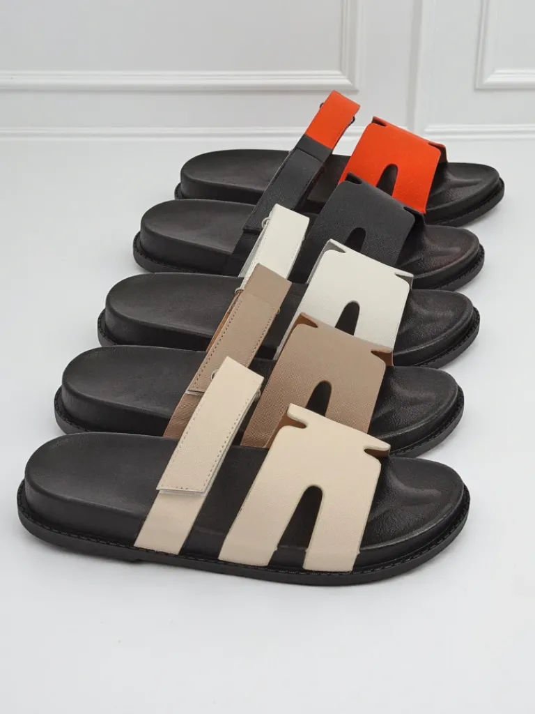 Clearance Klapki damskie z eko skóry ReppiFlex Klapki Płaskie