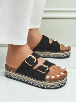 Best Klapki damskie z klamerkami na platformie CorkStyle Klapki Płaskie