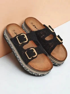 Best Klapki damskie z klamerkami na platformie CorkStyle Klapki Płaskie