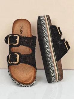 Best Klapki damskie z klamerkami na platformie CorkStyle Klapki Płaskie