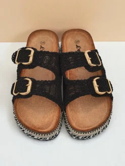 Best Klapki damskie z klamerkami na platformie CorkStyle Klapki Płaskie