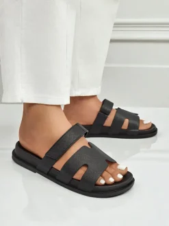 Clearance Klapki damskie z eko skóry ReppiFlex Klapki Płaskie