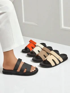 Clearance Klapki damskie z eko skóry ReppiFlex Klapki Płaskie