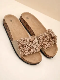 Discount Klapki damskie z kwiatuszkami Occes Ugc|Klapki Płaskie