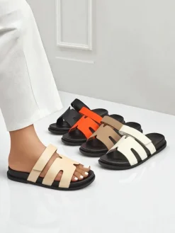 Online Klapki damskie z eko skóry ReppiFlex Klapki Płaskie