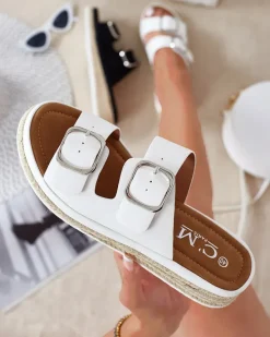 New Klapki damskie z klamerkami Ossfo Klapki Płaskie