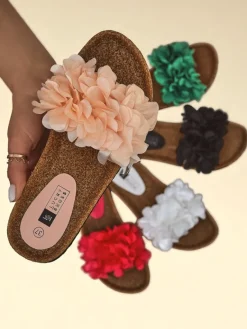 New Klapki damskie z kwiatuszkami Flora Soft Klapki Płaskie