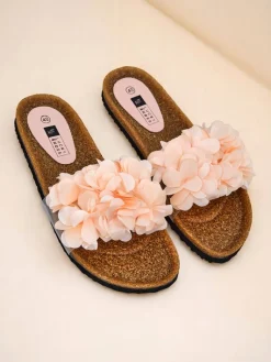 New Klapki damskie z kwiatuszkami Flora Soft Klapki Płaskie