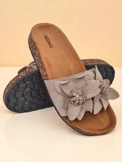 Sale Klapki damskie z kwiatuszkami Foules Klapki Płaskie