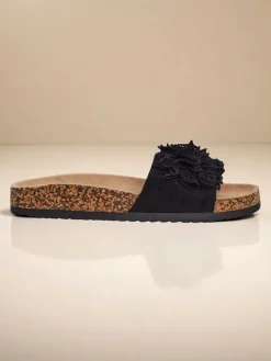 Discount Klapki damskie z kwiatuszkami Occes Ugc|Klapki Płaskie