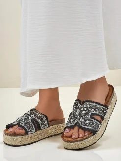 Klapki damskie z ozdobami Candy Candy Klapki Płaskie