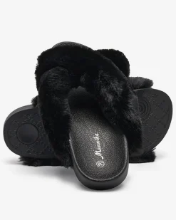 Best Klapki z futerkiem w kolorze m Mashte Kapcie|Klapki Płaskie