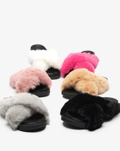 Best Klapki z futerkiem w kolorze m Mashte Kapcie|Klapki Płaskie