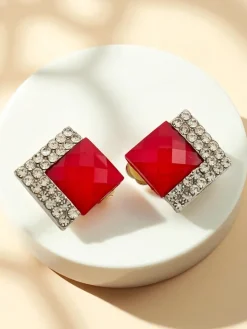 New Klipsy kolczyki damskie z kryształem i cyrkoniami Damskie Biżuteria