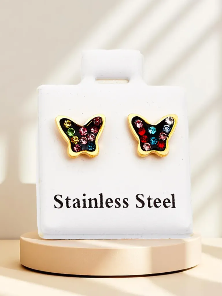 Best Kolczyki damskie z cyrkoniami Motylki Damskie Biżuteria