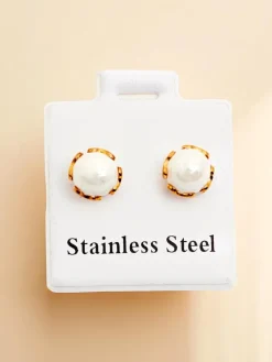 New Kolczyki damskie kółeczka z perełkami Damskie Biżuteria