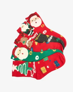 Outlet Kolorowe damskie skarpetki ze świątecznym wzorem Skarpetki