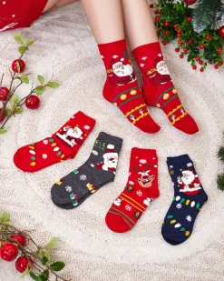 Sale Kolorowe damskie skarpetki ze świątecznym wzorem Skarpetki