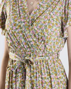 Discount Kolorowy damski długi kombinezon w kwiaty Kombinezony