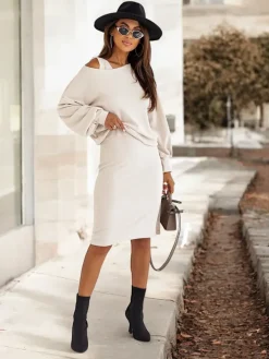 New Komplet damski ze swetrem i sukienką Damskie Komplety Damskie