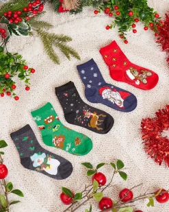 Outlet Komplet dziecięcych świątecznych skarpetek 5/pak Skarpetki