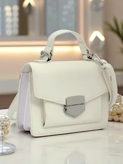 Kopertowa torebka damska z rączką Amalthea Avorio Damskie Małe Torebki