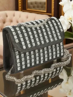 Sale Kopertowa torebka damska z cyrkoniami Elira Dusk Damskie Małe Torebki