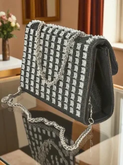 Sale Kopertowa torebka damska z cyrkoniami Elira Dusk Damskie Małe Torebki