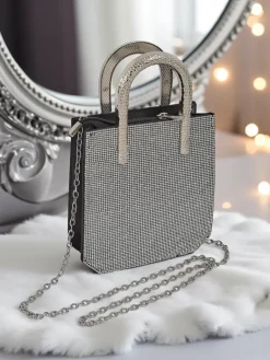 Best Kopertowa torebka damska z cyrkoniami i rączkami węża Snake Glam Damskie Małe Torebki