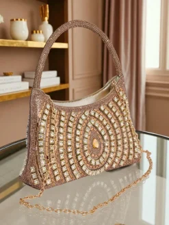 Outlet Kopertowa torebka damska z cyrkoniami Sova Glint Damskie Małe Torebki