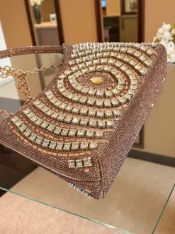 Outlet Kopertowa torebka damska z cyrkoniami Sova Glint Damskie Małe Torebki