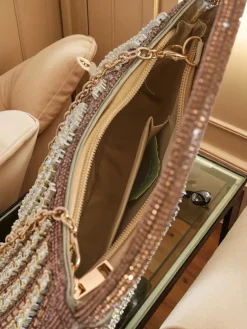 Outlet Kopertowa torebka damska z cyrkoniami Sova Glint Damskie Małe Torebki