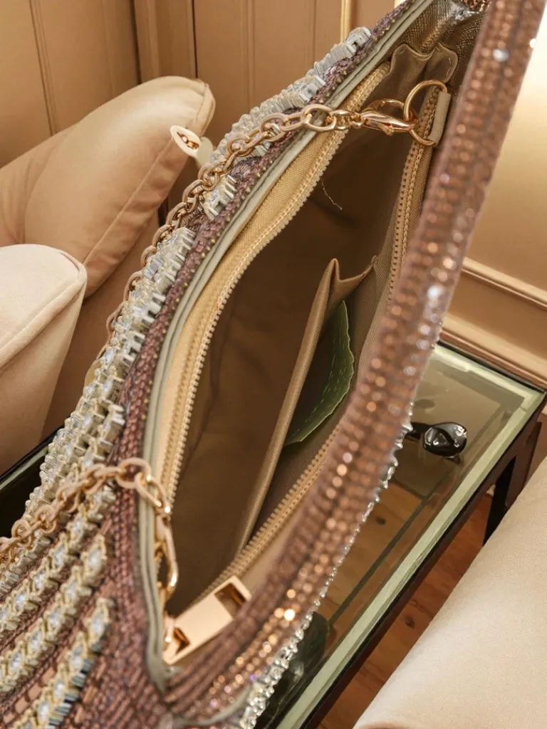 Outlet Kopertowa torebka damska z cyrkoniami Sova Glint Damskie Małe Torebki