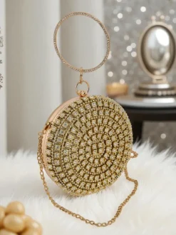 Best Kopertowa torebka damska z cyrkoniami Elira Noir Damskie Małe Torebki