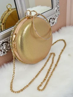 Best Kopertowa torebka damska z cyrkoniami Elira Noir Damskie Małe Torebki