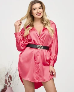 Best Koralowa damska tunika typu koszula Bluzki / Koszule / Koszulki